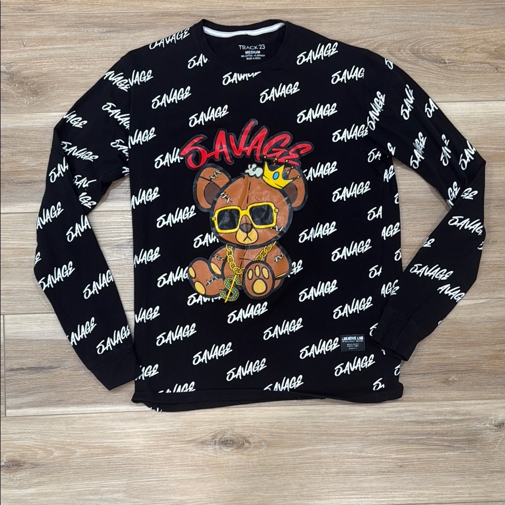 Savage Long Sleeve Tee with Bear